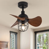 Zeitgenössischer Deckenventilator aus dunklem Walnussholz mit Lichtern-Leuchtezauber
