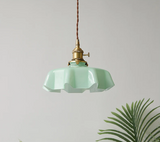 Nordic Bloom Glass Pendant – Lampada a sospensione minimalista in vetro con motivo floreale color crema