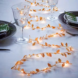 Guirlande lumineuse LED AureaLeaf avec feuilles dorées – Fonctionnant sur piles (2 m / 5 m / 10 m) pour Noël