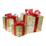 LumiGift Lot de 3 boîtes cadeaux lumineuses avec LED