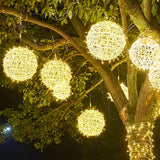 Guirlande lumineuse de Noël à boules en rotin LED