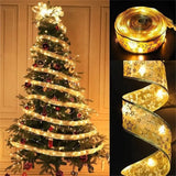 LumiRibbon Nastro natalizio dorato con catena di luci LED – 2M/5M/10M