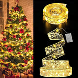 LumiRibbon Nastro natalizio dorato con catena di luci LED – 2M/5M/10M