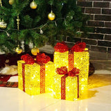 LumiGift Lot de 3 boîtes cadeaux lumineuses avec LED