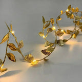 Guirlande lumineuse LED AureaLeaf avec feuilles dorées – Fonctionnant sur piles (2 m / 5 m / 10 m) pour Noël