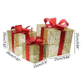 LumiGift Lot de 3 boîtes cadeaux lumineuses avec LED