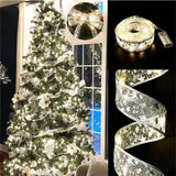 LumiRibbon Nastro natalizio dorato con catena di luci LED – 2M/5M/10M