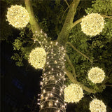 Guirlande lumineuse de Noël à boules en rotin LED
