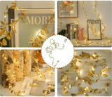 Guirlande lumineuse LED AureaLeaf avec feuilles dorées – Fonctionnant sur piles (2 m / 5 m / 10 m) pour Noël