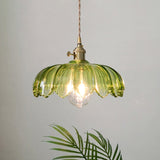 Vintage Glasblumen-Hängelampe-Leuchtezauber
