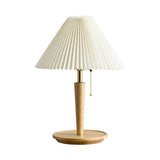 Vintage Plissee-Tischlampe aus Holz-Leuchtezauber