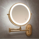 Goldener wiederaufladbarer LED-Vergrößerungsspiegel für Make-up und Badezimmer-Leuchtezauber