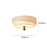 Wabi Sabi Vintage Deckenlampe – Runde Stoff-Deckenleuchte in Grün/Weiß