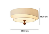 Wabi Sabi Vintage Deckenlampe – Runde Stoff-Deckenleuchte in Grün/Weiß