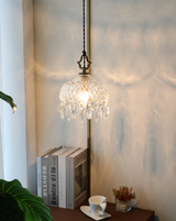 Französische Retro Glas Pendelleuchte