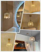 Französische Retro Glas Pendelleuchte