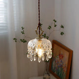 Französische Retro Glas Pendelleuchte