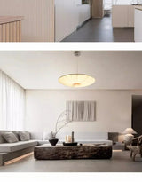 Wabi-Sabi Premium Stoff-LED-Deckenleuchte – Runde Minimalistische "Fliegende Untertasse" Pendelleuchte