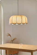 Nordic Wabi Glow – Minimalistische Wabi-Sabi LED Hängelampe mit Leinenstoff