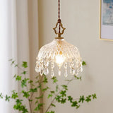 Französische Retro Glas Pendelleuchte