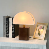 Retro Tischlampe aus Massivholz mit Stoffschirm
