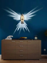 3D Vogel Wandleuchte mit Projektion – Moderne Tier Wandleuchte | Künstlerische Ambiente Beleuchtung | Eulen- & Adler Designlampe