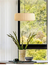 Moderne Japanische Wabi Sabi Seiden-Pendelleuchte