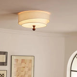 Wabi Sabi Vintage Deckenlampe – Runde Stoff-Deckenleuchte in Grün/Weiß