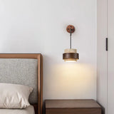 LumiTravert Wandleuchte – LED Naturstein & Holz Design mit Zugschalter