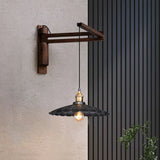 KoshiWood Japanische Wandlampe – Massivholz Wandleuchte mit Faltarm & Nordic Retro Design