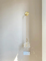 Französische Retro Glas Pendelleuchte