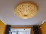 Wabi-Sabi Premium Stoff-LED-Deckenleuchte – Runde Minimalistische "Fliegende Untertasse" Pendelleuchte