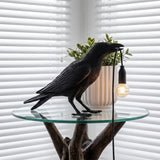 Glücksvogel Tischleuchte aus Kunstharz – Moderne LED Design Tischlampe | Dekorative Ambienteleuchte | Stilvolle Nachttischlampe