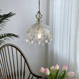 Französische Retro Glas Pendelleuchte