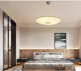 Wabi-Sabi Premium Stoff-LED-Deckenleuchte – Runde Minimalistische "Fliegende Untertasse" Pendelleuchte