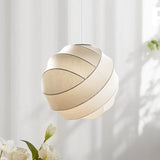 Wabi Sabi Seiden-Pendelleuchte – Japanische Minimalistische Runde Hängelampe