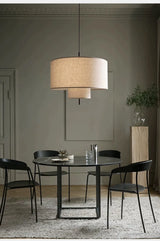 Skandinavische Wabi-Sabi Pendelleuchte aus Stoff – Minimalistische LED Hängeleuchte