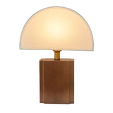 Retro Tischlampe aus Massivholz mit Stoffschirm