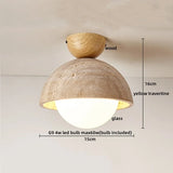 LumiSabi Travertin Naturstein LED Deckenleuchte – Moderne Wabi-Sabi Lampe
