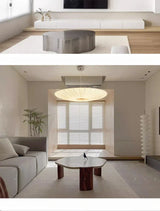 Wabi-Sabi Premium Stoff-LED-Deckenleuchte – Runde Minimalistische "Fliegende Untertasse" Pendelleuchte