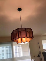 Japanische Wabi Sabi Boho Rattan Hängeleuchte
