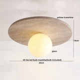 LumiSabi Travertin Naturstein LED Deckenleuchte – Moderne Wabi-Sabi Lampe