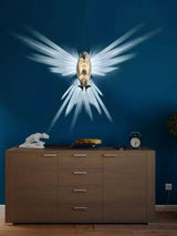 3D Vogel Wandleuchte mit Projektion – Moderne Tier Wandleuchte | Künstlerische Ambiente Beleuchtung | Eulen- & Adler Designlampe