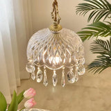 Französische Retro Glas Pendelleuchte