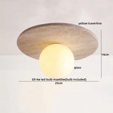LumiSabi Travertin Naturstein LED Deckenleuchte – Moderne Wabi-Sabi Lampe