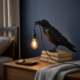 Glücksvogel Tischleuchte aus Kunstharz – Moderne LED Design Tischlampe | Dekorative Ambienteleuchte | Stilvolle Nachttischlampe