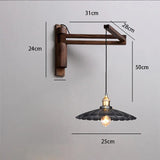 KoshiWood Japanische Wandlampe – Massivholz Wandleuchte mit Faltarm & Nordic Retro Design