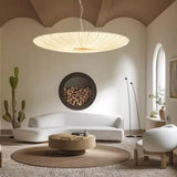 Wabi-Sabi Premium Stoff-LED-Deckenleuchte – Runde Minimalistische "Fliegende Untertasse" Pendelleuchte