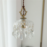 Französische Retro Glas Pendelleuchte