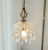 Französische Retro Glas Pendelleuchte